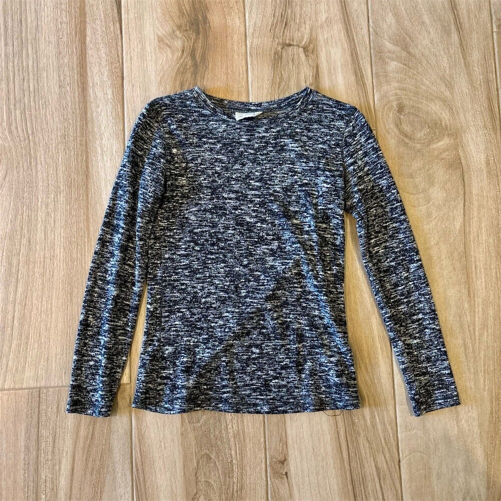Universal Thread Women's Top XS Long Sleeve Crew Neck Black Gray Marled